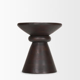Mercana Palmera Dark Brown Wood Pedestal Accent Table