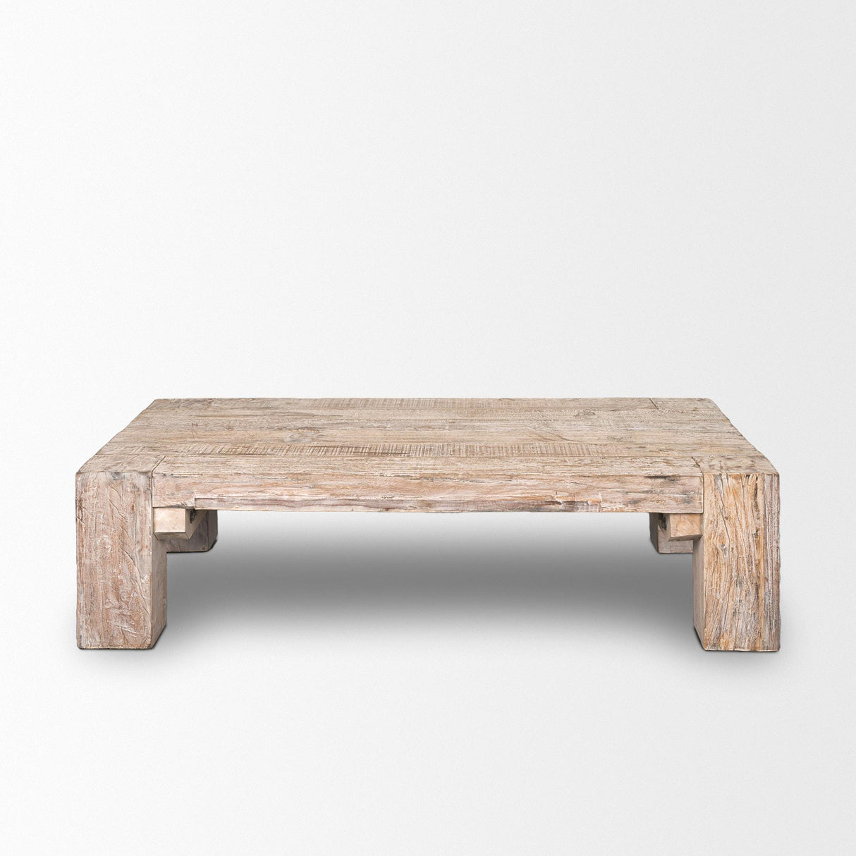 Mercana McArthur Rectangular Reclaimed Wood W/ White Wash Coffee Table