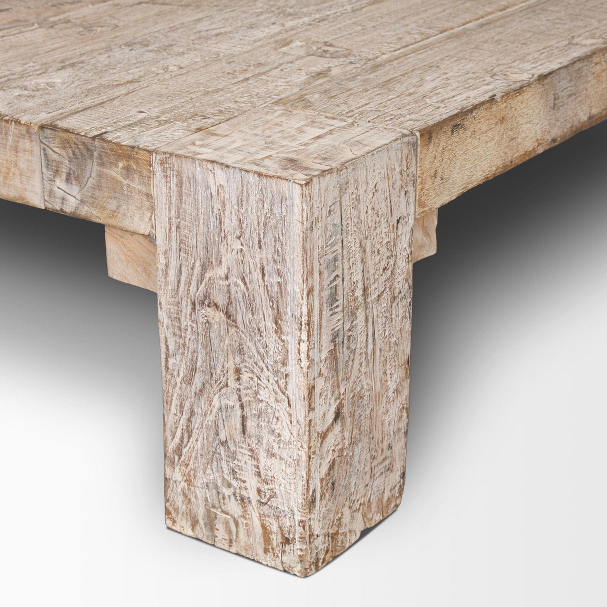 Mercana McArthur Rectangular Reclaimed Wood W/ White Wash Coffee Table