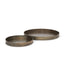 Mercana Varun Round Antiqued Brass Metal Tray (Set of 2)