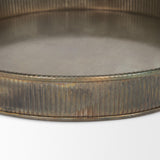 Mercana Varun Round Antiqued Brass Metal Tray (Set of 2)