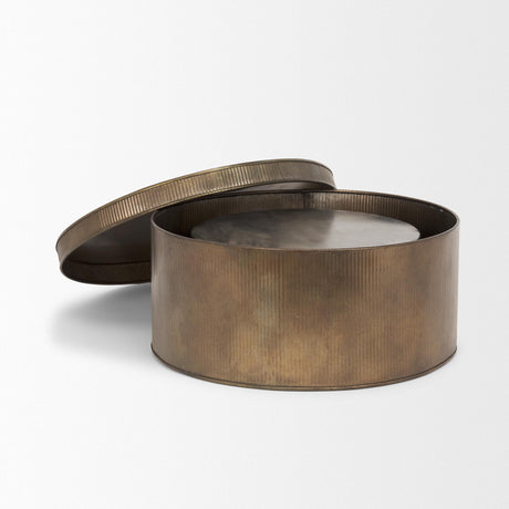 Mercana Josephine Round Antique Gold Metal Box (Set of 2)