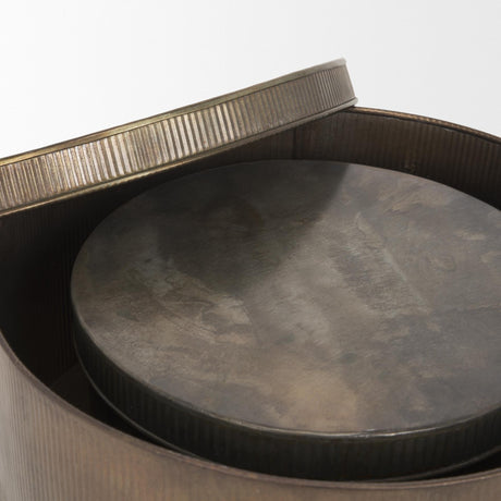 Mercana Josephine Round Antique Gold Metal Box (Set of 2)