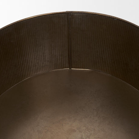 Mercana Josephine Round Antique Gold Metal Box (Set of 2)