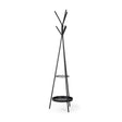 Mercana Everett Matte Black Metal w/ Two Metal Shelves Coat Rack
