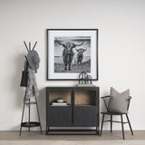 Mercana Everett Matte Black Metal w/ Two Metal Shelves Coat Rack