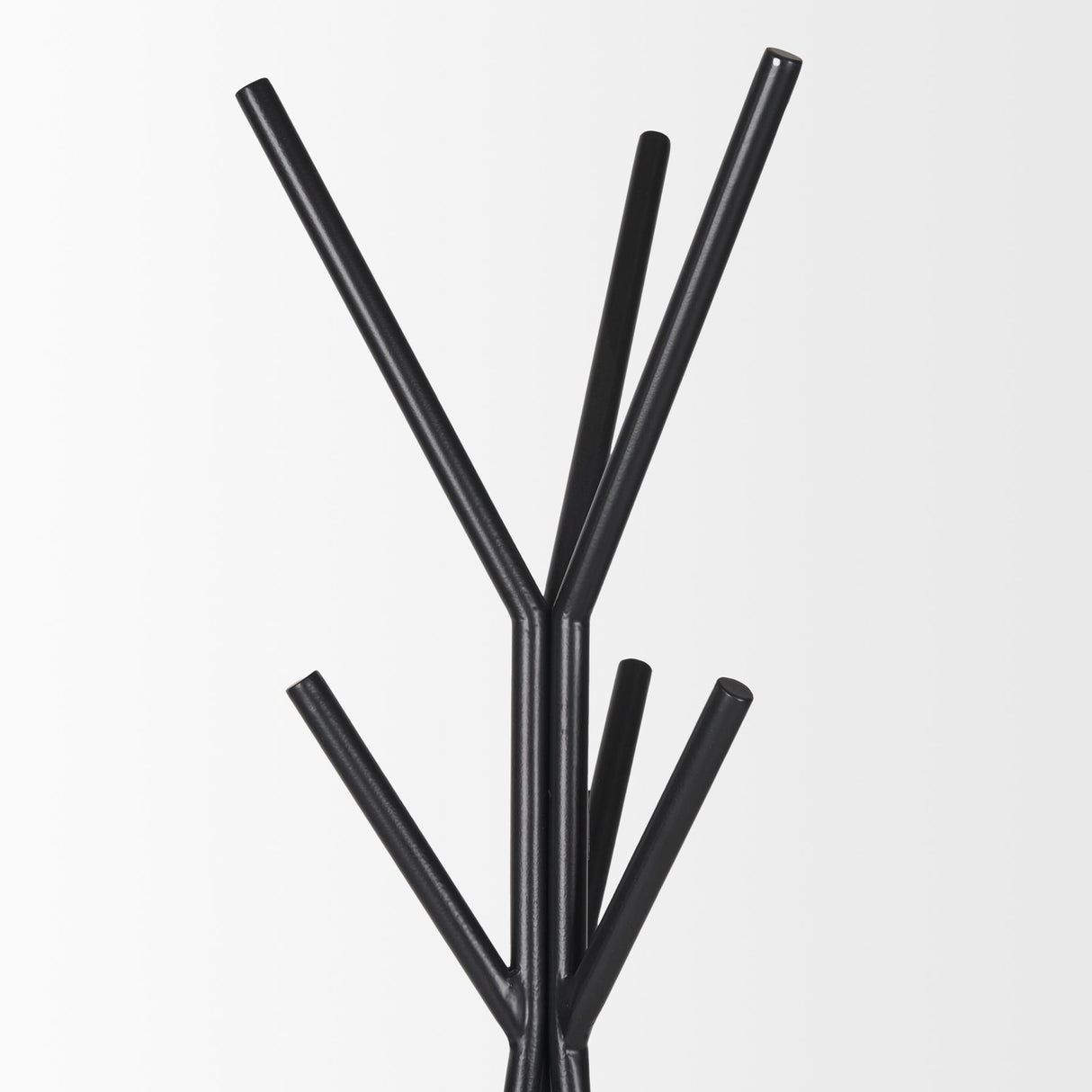 Mercana Everett Matte Black Metal w/ Two Metal Shelves Coat Rack