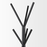 Mercana Everett Matte Black Metal w/ Two Metal Shelves Coat Rack