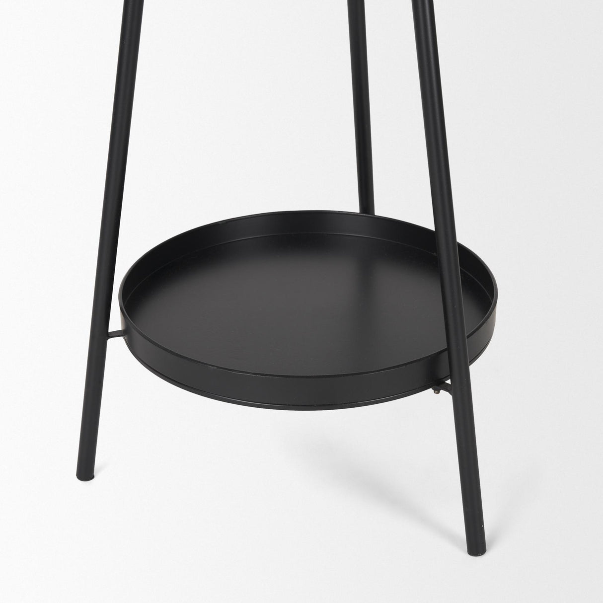 Mercana Everett Matte Black Metal w/ Two Metal Shelves Coat Rack