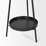 Mercana Everett Matte Black Metal w/ Two Metal Shelves Coat Rack
