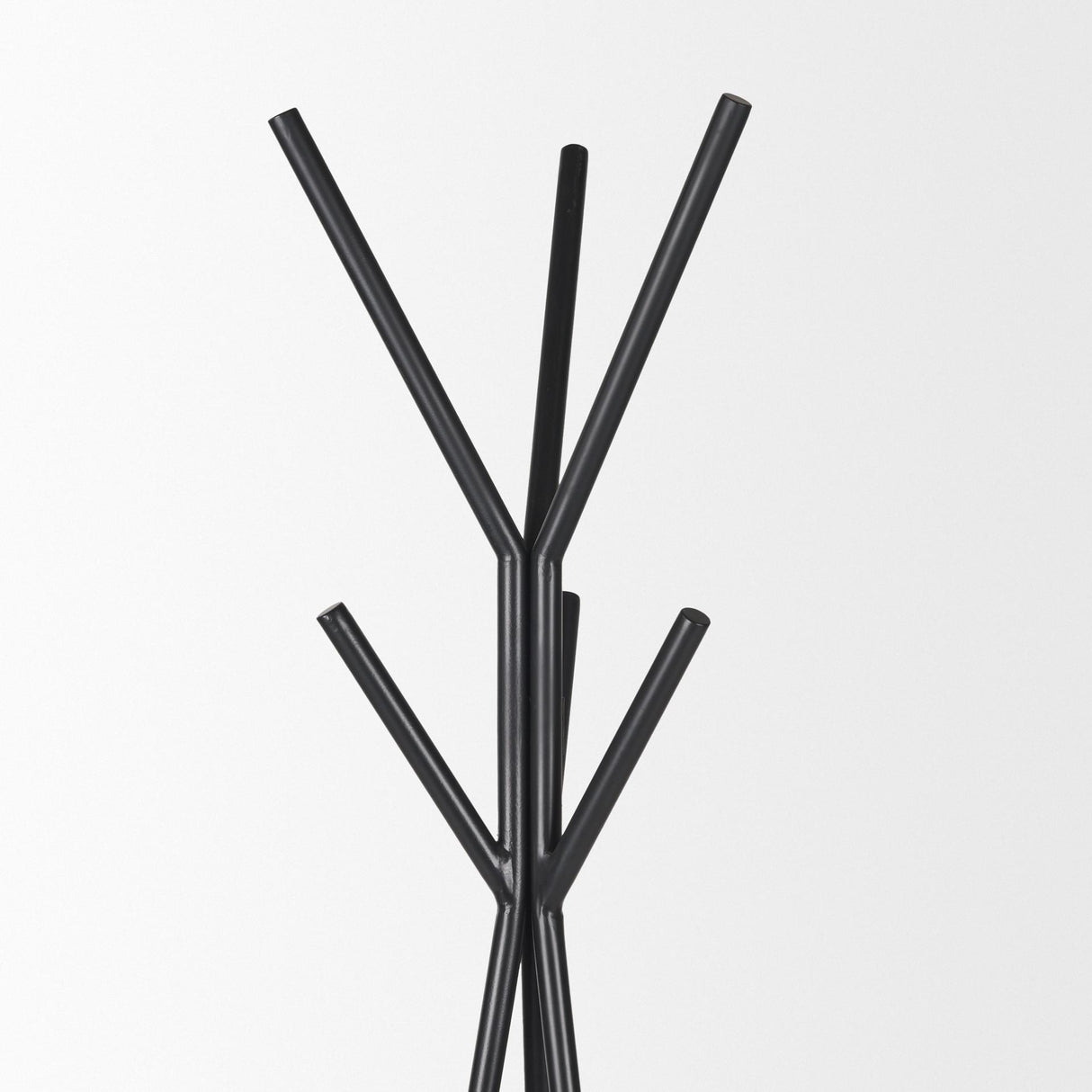 Mercana Everett Matte Black Metal w/ Two Wood Shelves Coat Rack