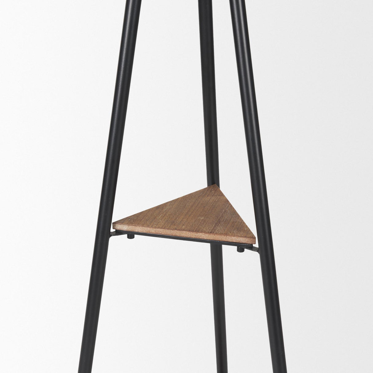 Mercana Everett Matte Black Metal w/ Two Wood Shelves Coat Rack