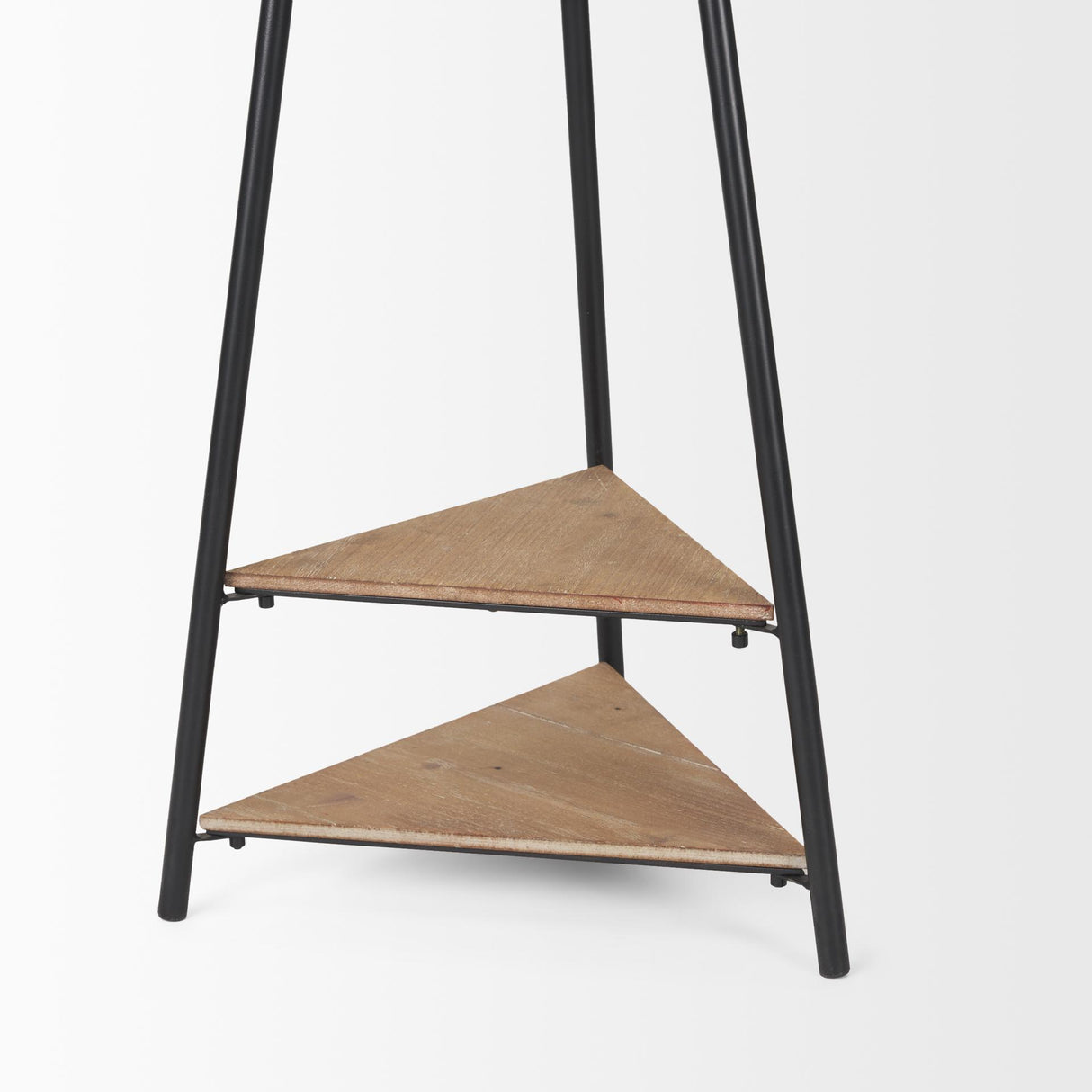 Mercana Everett Matte Black Metal w/ Two Wood Shelves Coat Rack