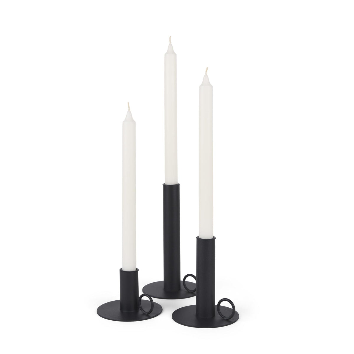 Mercana Noir Matte Black Metal Candle Holders (Set of 3)