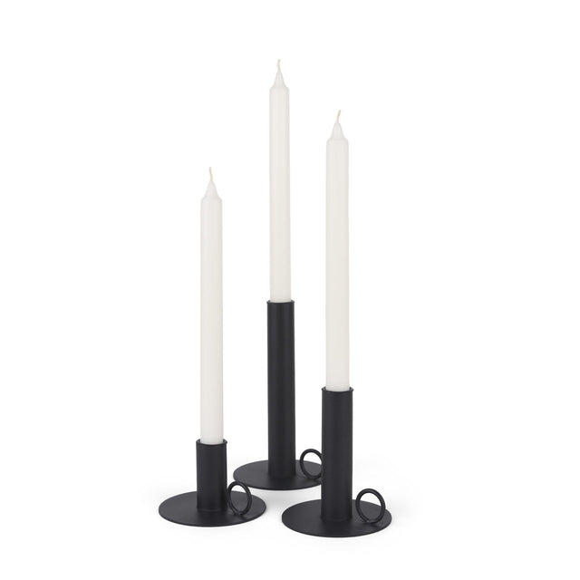 Mercana Noir Matte Black Metal Candle Holders (Set of 3)