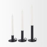 Mercana Noir Matte Black Metal Candle Holders (Set of 3)