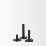 Mercana Noir Matte Black Metal Candle Holders (Set of 3)