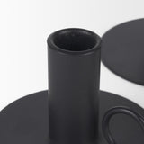 Mercana Noir Matte Black Metal Candle Holders (Set of 3)