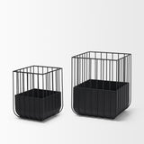 Mercana Verna Matte Black Wire Cage Metal Planters (Set of 2)
