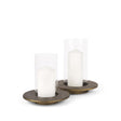 Mercana Vivian Gold Metal and Glass Hurricane Candle Holder (Set of 2)