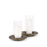 Mercana Vivian Gold Metal and Glass Hurricane Candle Holder (Set of 2)