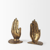 Mercana Praying Hands Gold Cast Iron Book Ends
