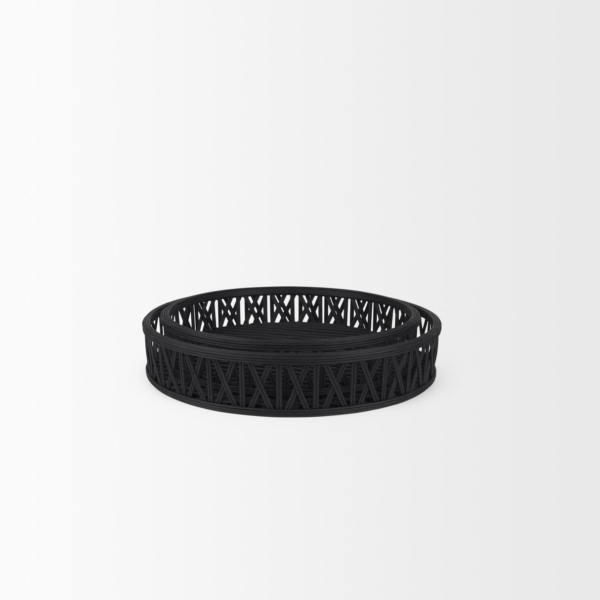 Mercana Thea Matte Black Wicker Trays (Set of 2)