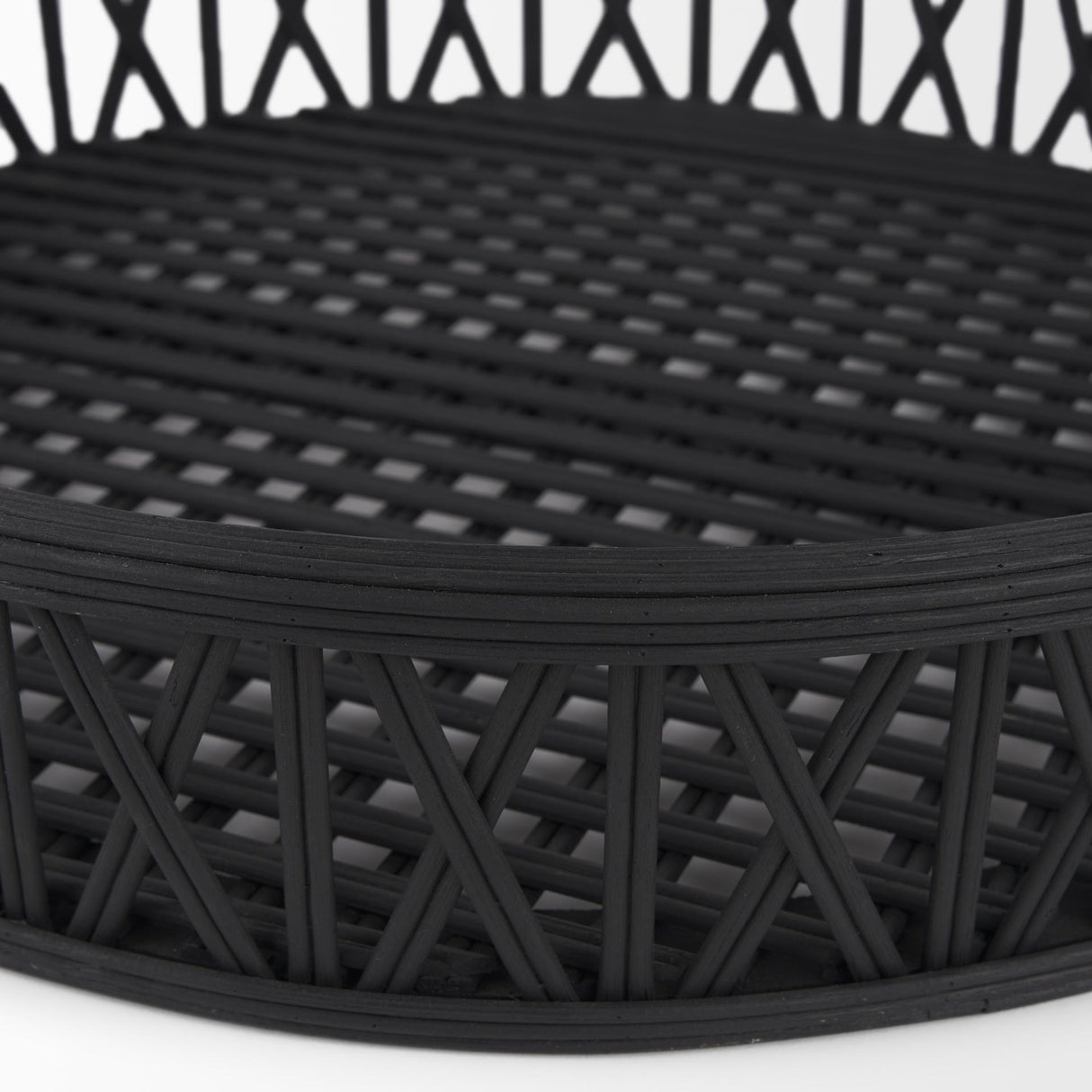 Mercana Thea Matte Black Wicker Trays (Set of 2)
