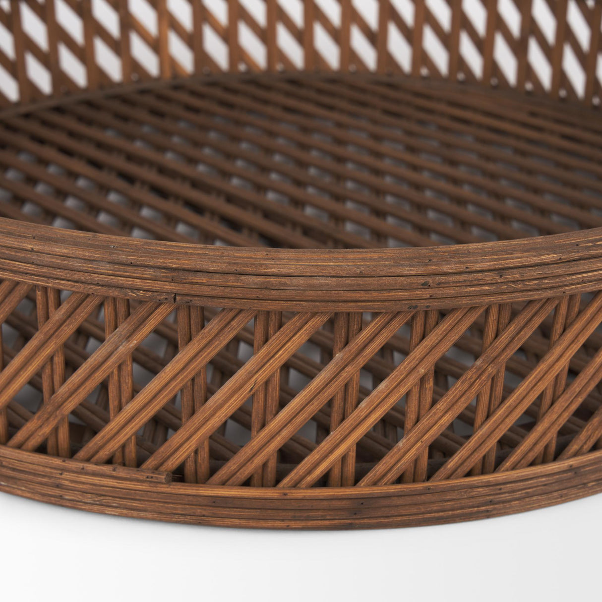 Mercana Thala Medium Brown Round Wicker Tray (Set of 2)