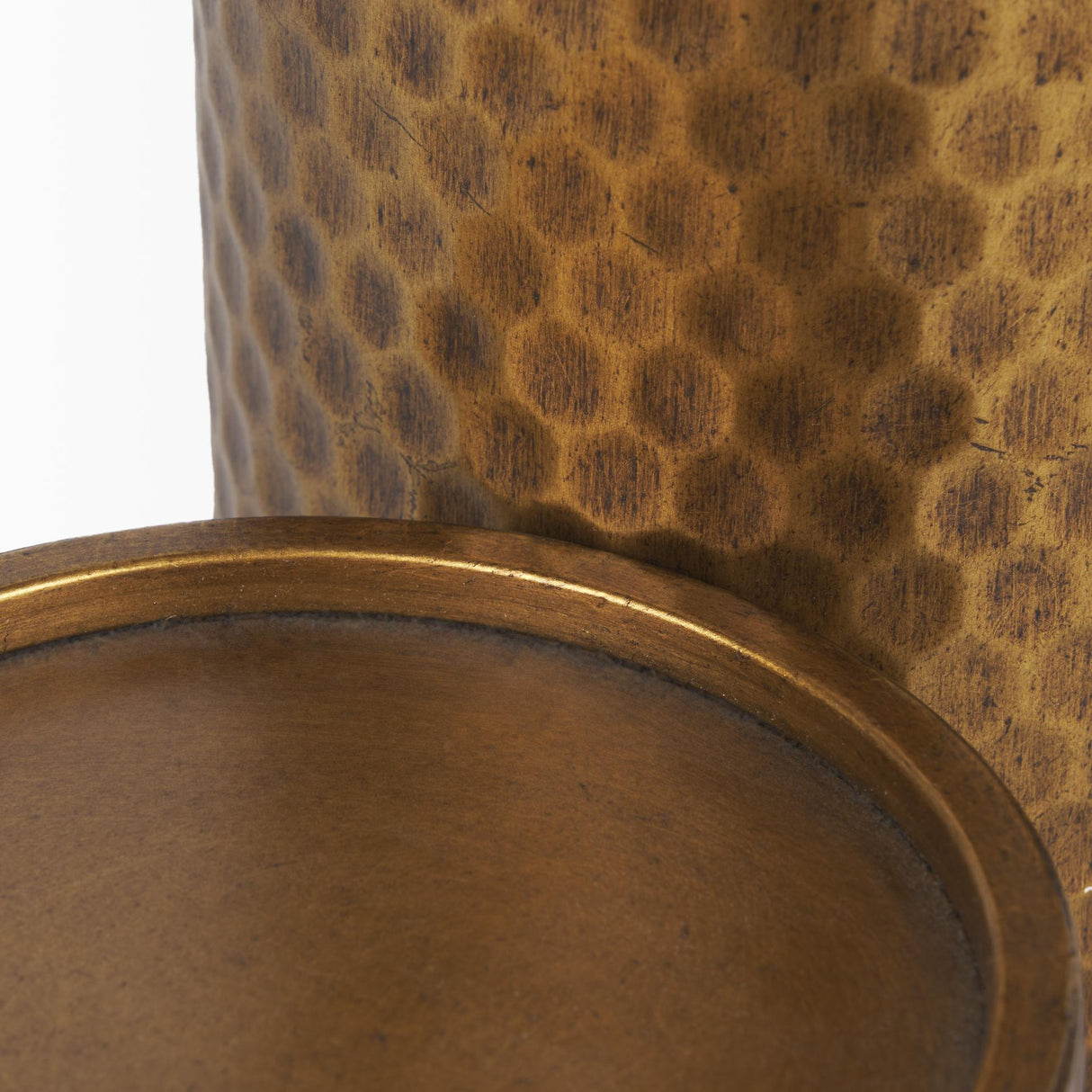 Mercana Gage Antiqued Gold Honeycomb Textured Metal Candle Holder (Set of 2)
