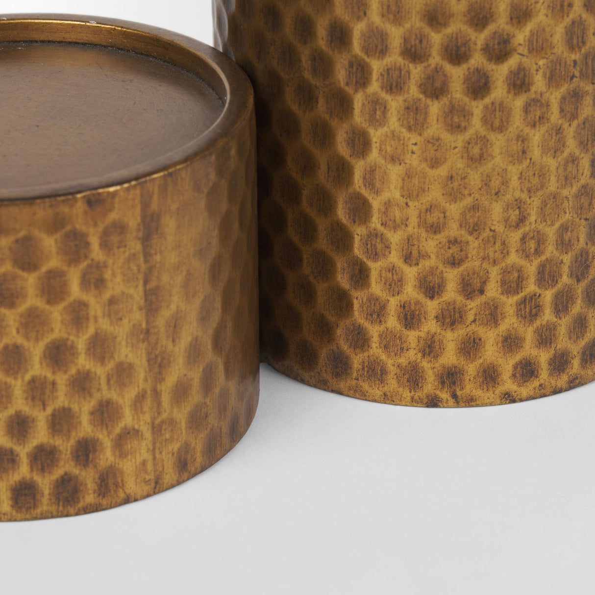 Mercana Gage Antiqued Gold Honeycomb Textured Metal Candle Holder (Set of 2)