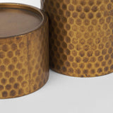 Mercana Gage Antiqued Gold Honeycomb Textured Metal Candle Holder (Set of 2)