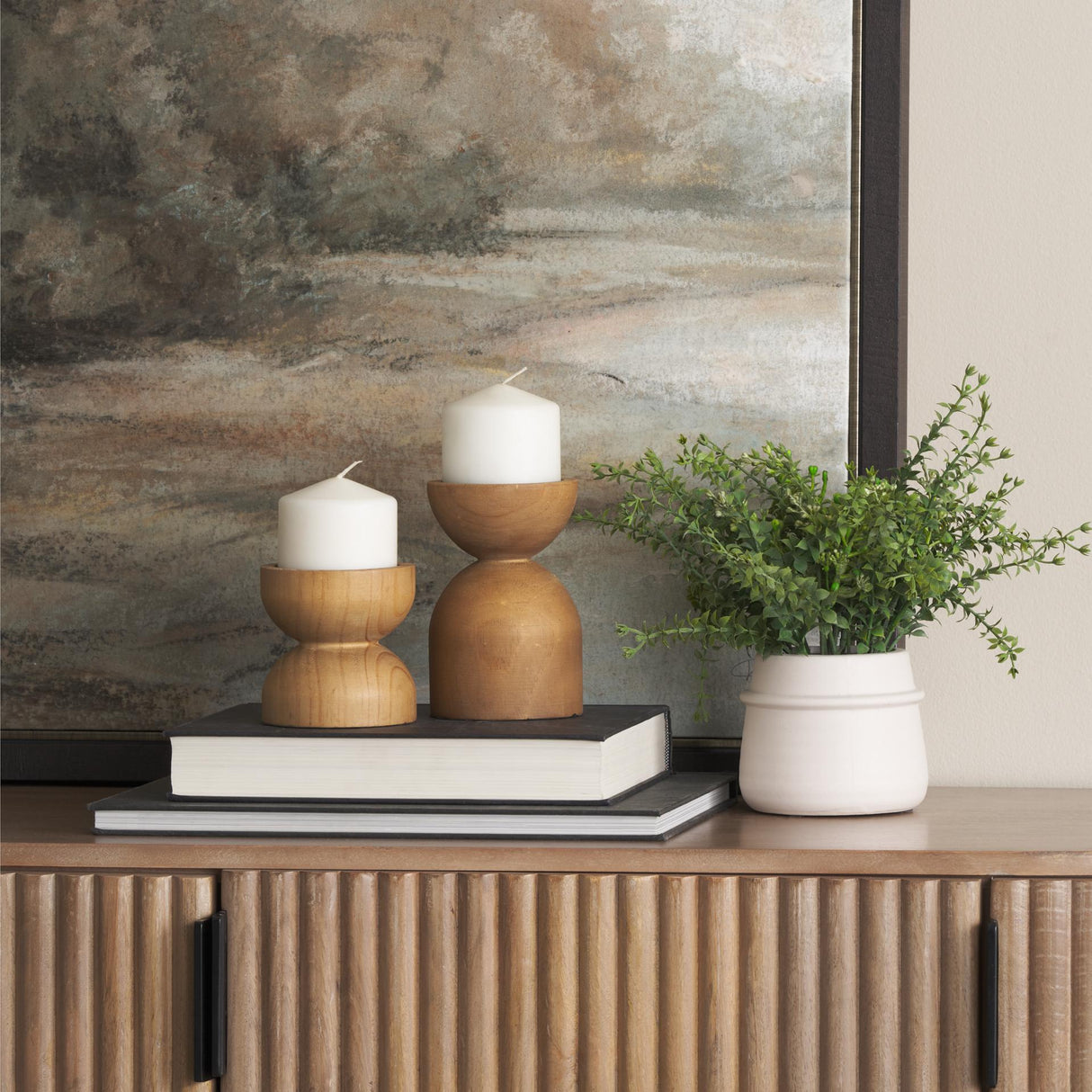 Mercana Aleena Wooden Candle Holder (Set of 2)