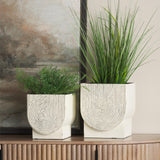 Mercana Medina Off White w/ Gold Antiquing Metal Planters (Set of 2)