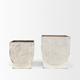 Mercana Medina Off White w/ Gold Antiquing Metal Planters (Set of 2)