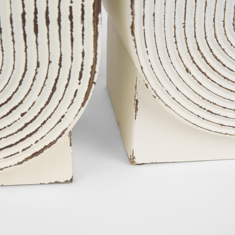 Mercana Medina Off White w/ Gold Antiquing Metal Planters (Set of 2)