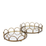 Mercana Lenore Round Metal/Mirror Tray Gold (Set of 2)