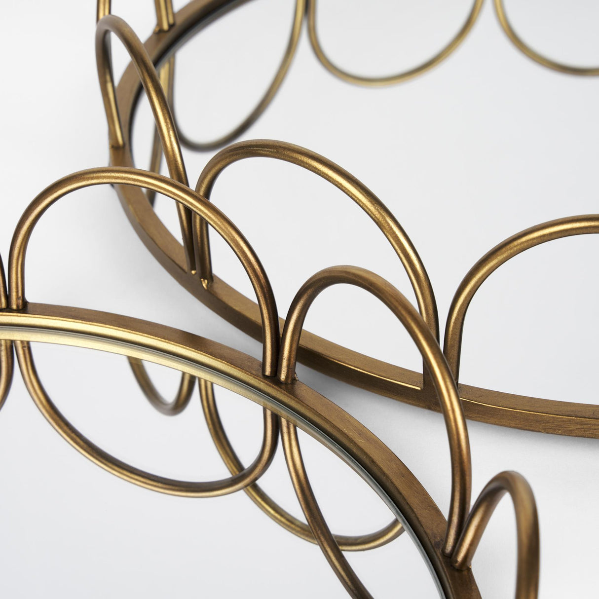 Mercana Lenore Round Metal/Mirror Tray Gold (Set of 2)