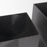 Mercana Medina Antiqued Black Metal Planters (Set of 2)