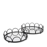 Mercana Lenore Round Metal/Mirror Tray Black (Set of 2)