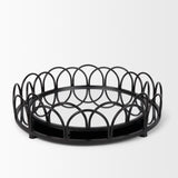 Mercana Lenore Round Metal/Mirror Tray Black (Set of 2)