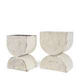 Mercana Medina Off White w/ Gold Antiquing Tall Metal Planters (Set of 2)