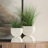 Mercana Medina Off White w/ Gold Antiquing Tall Metal Planters (Set of 2)