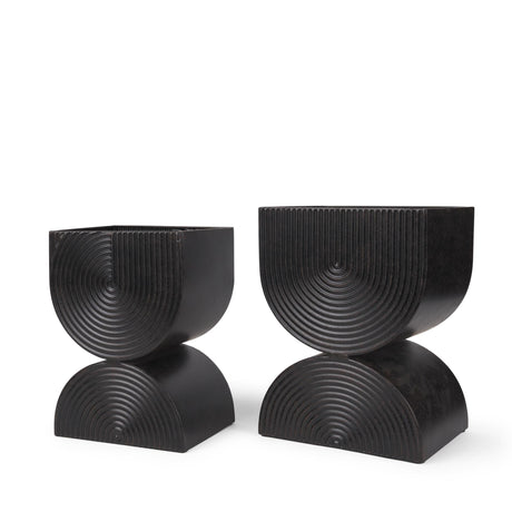 Mercana Medina Antiqued Black Tall Metal Planters (Set of 2)