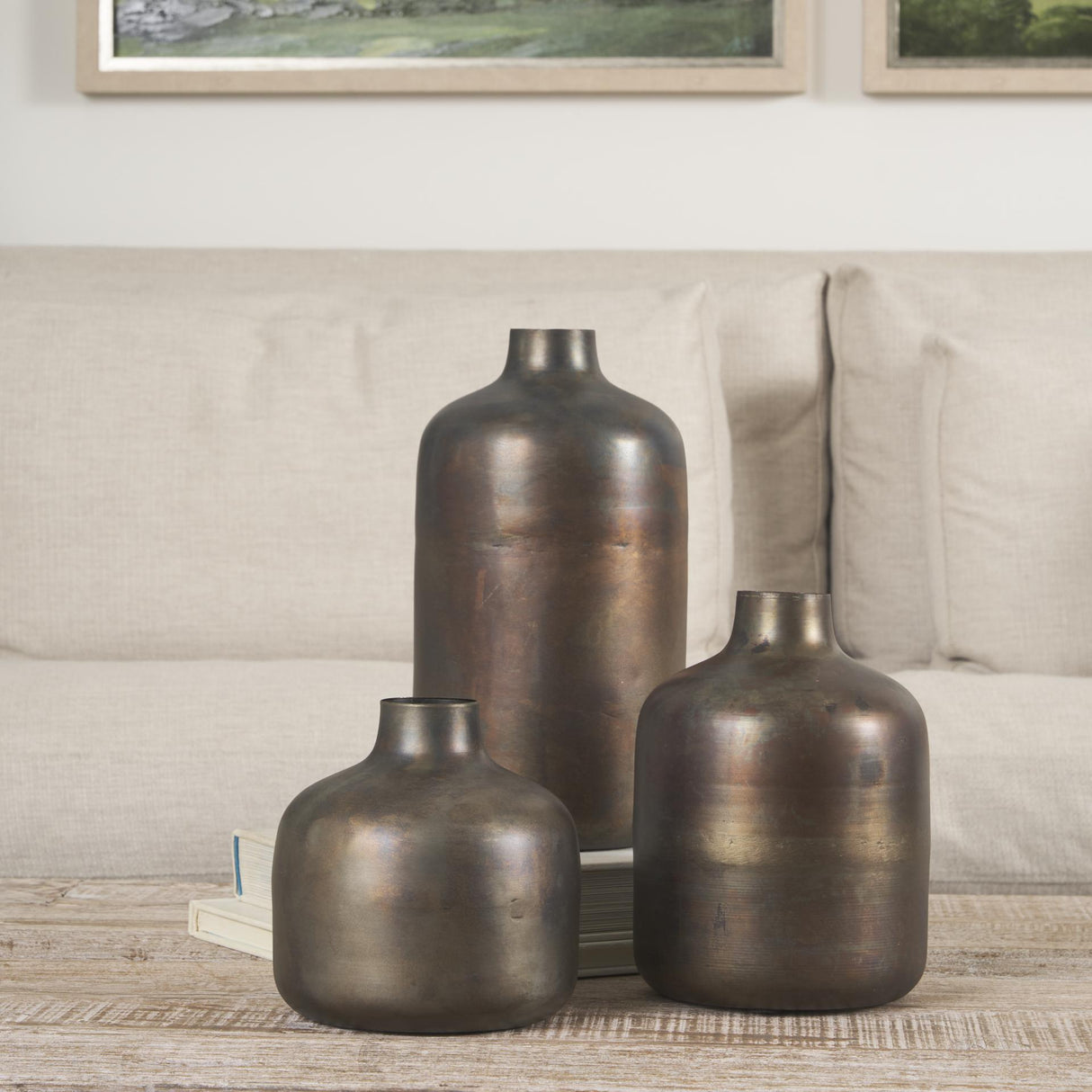 Mercana Daya Medium Antiqued Gold Metal Vase