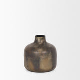 Mercana Daya Short Antiqued Gold Metal Vase