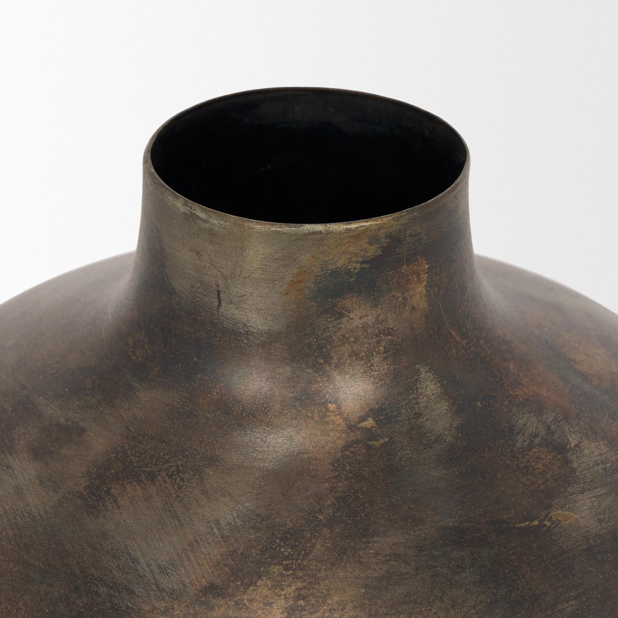 Mercana Daya Short Antiqued Gold Metal Vase