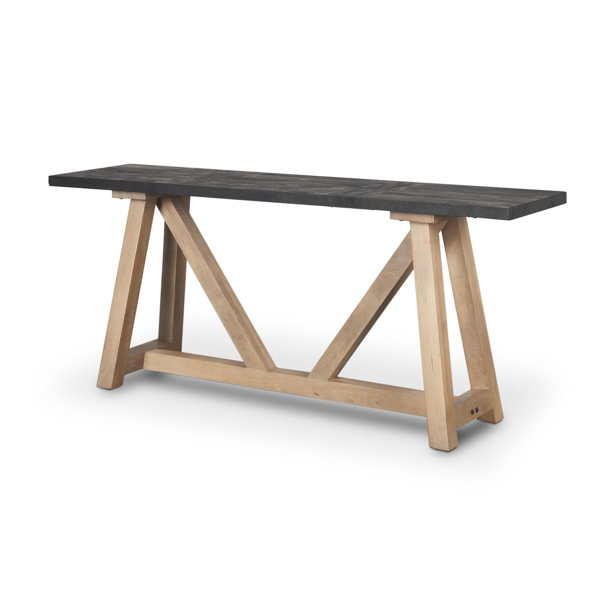 Mercana Rialto Two-Toned Black and Brown Wood Angular Leg Console Table