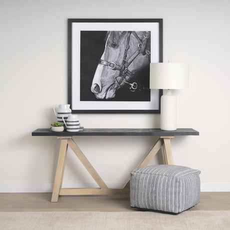 Mercana Rialto Two-Toned Black and Brown Wood Angular Leg Console Table