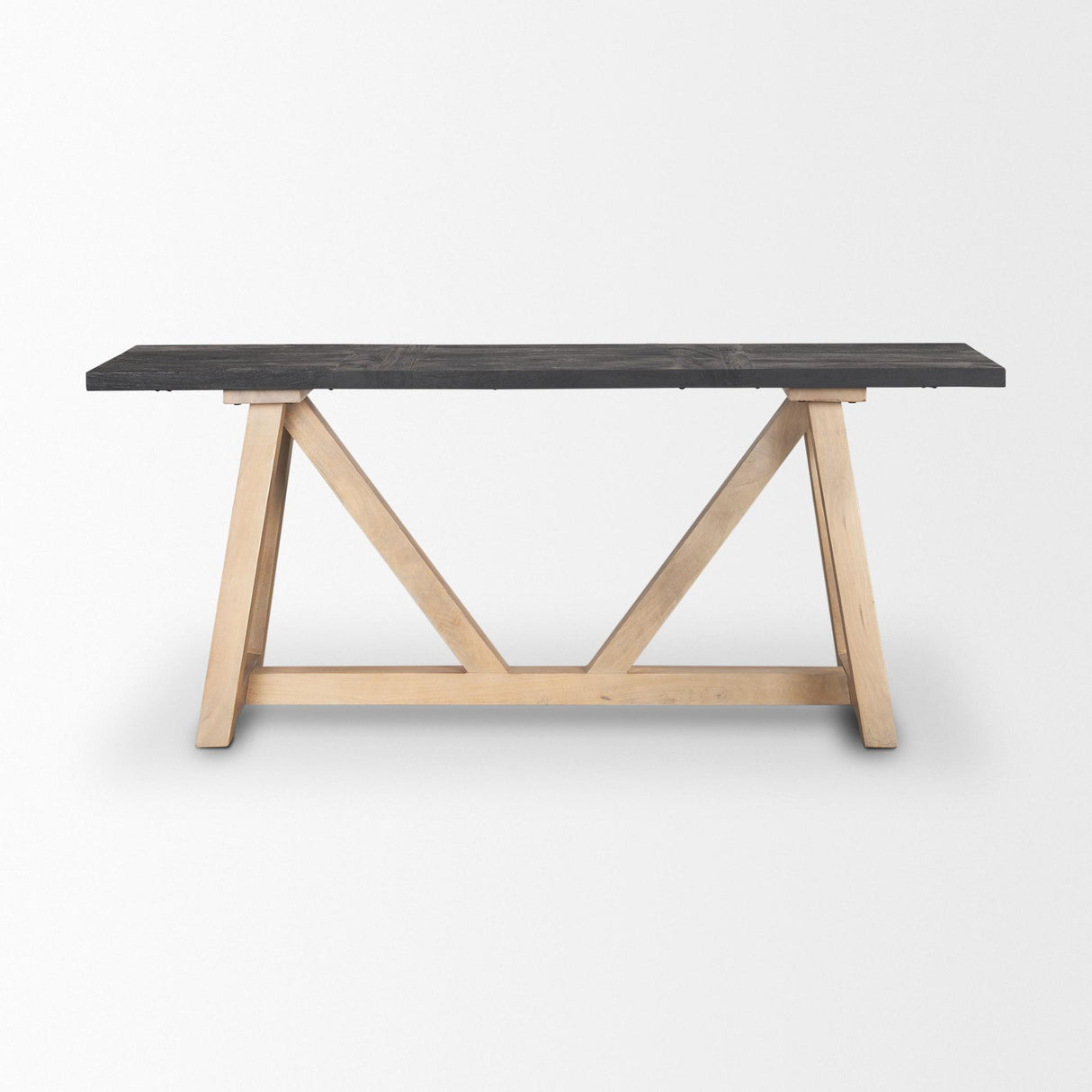 Mercana Rialto Two-Toned Black and Brown Wood Angular Leg Console Table